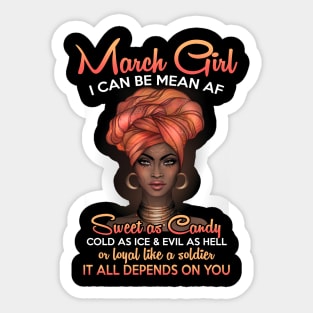 Queens Are Born In March Birthday T-Shirt for Black Women Sticker